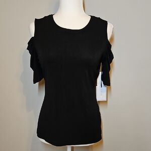 1. State Black Cold Shoulder Top Shirt